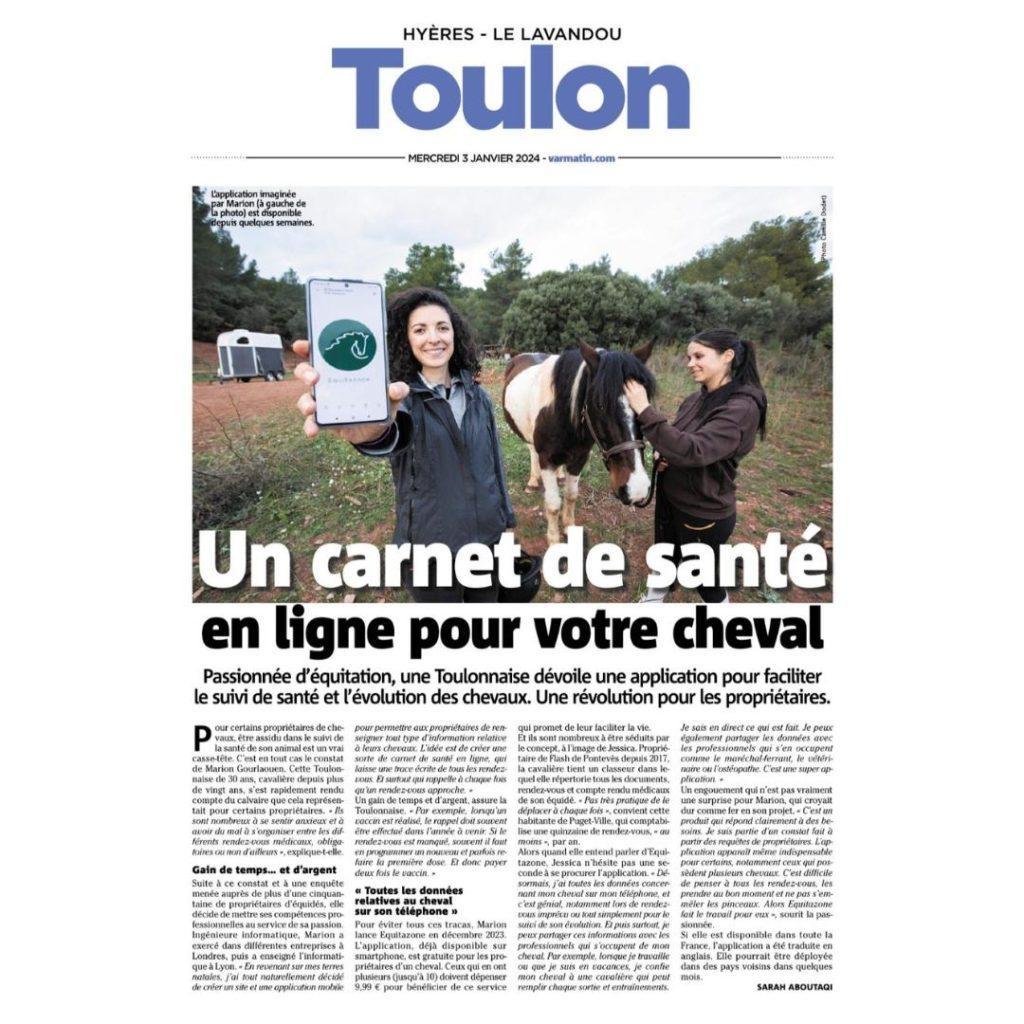 Equitazone dans le Var Matin